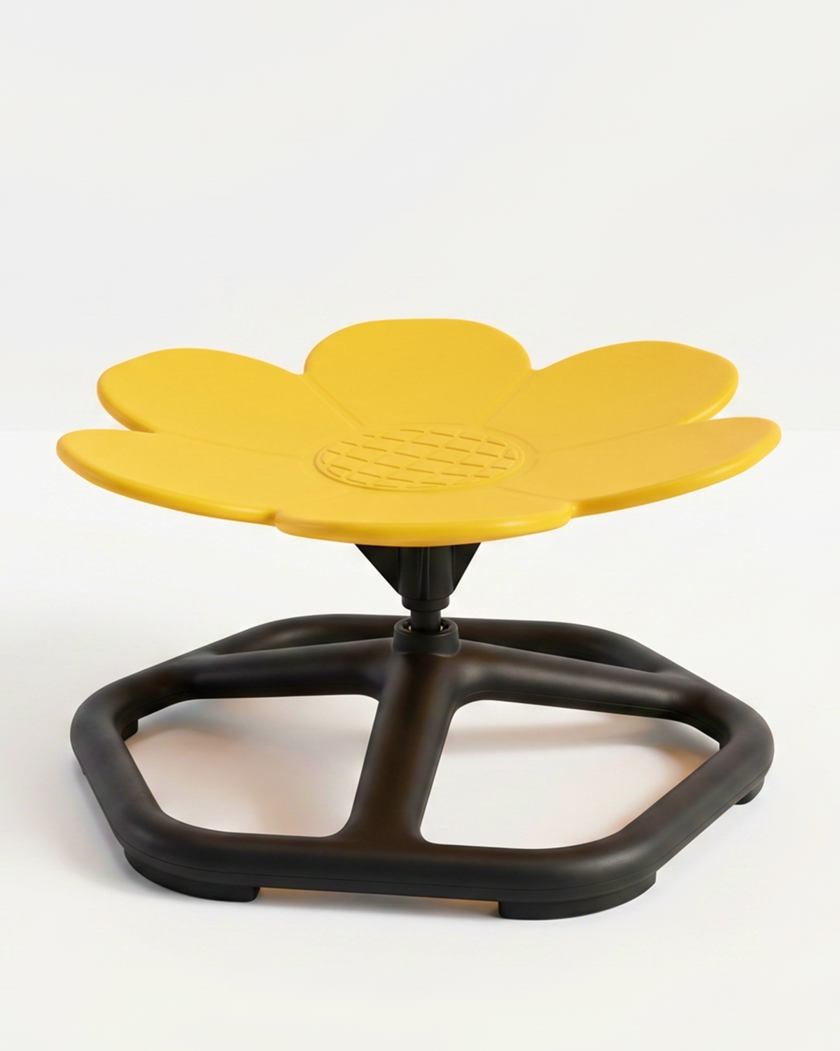 TUMLE SNURRESTOL™ med gult blomstersæde og sort fod