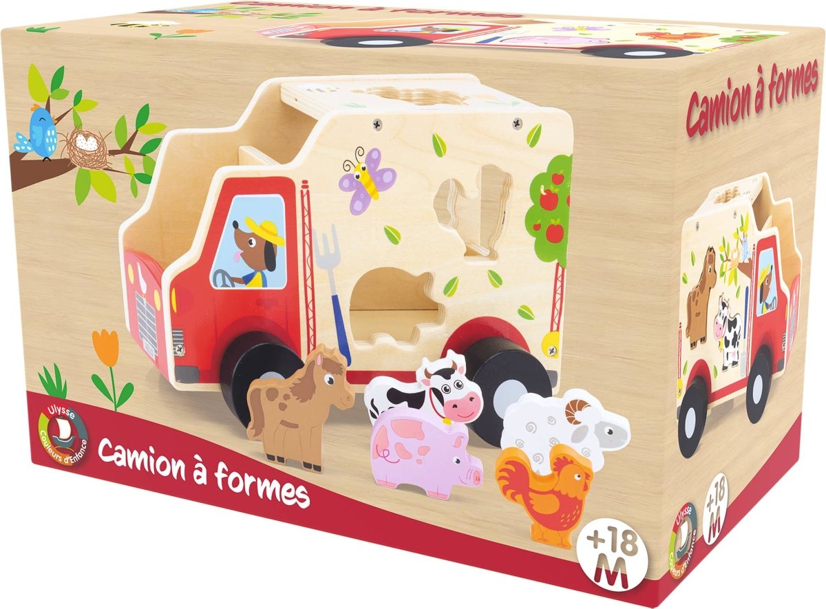 Trælegetøjsbil med dyr - tumle