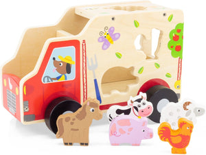 Trælegetøjsbil med dyr - tumle