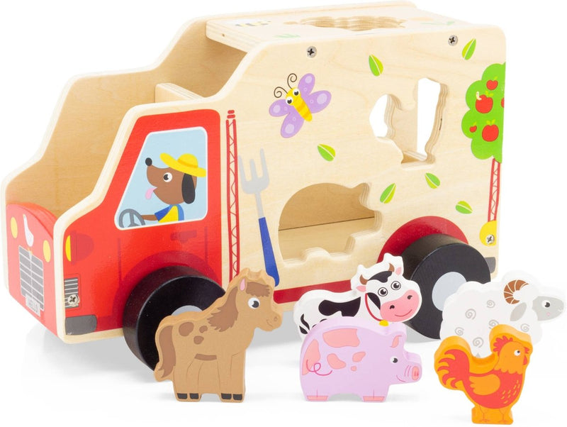 Trælegetøjsbil med dyr - tumle