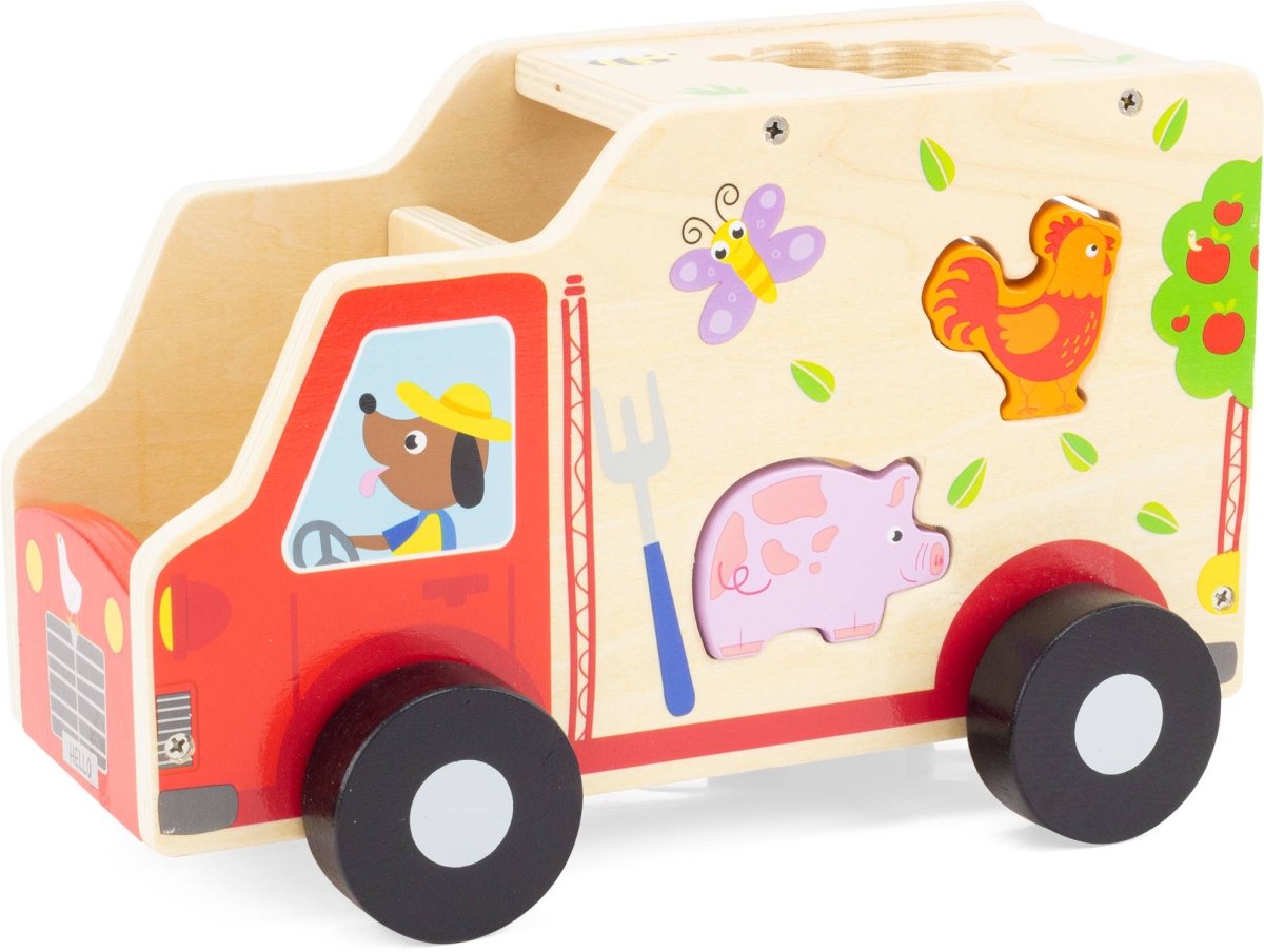 Trælegetøjsbil med dyr - tumle