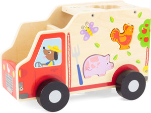 Trælegetøjsbil med dyr - tumle