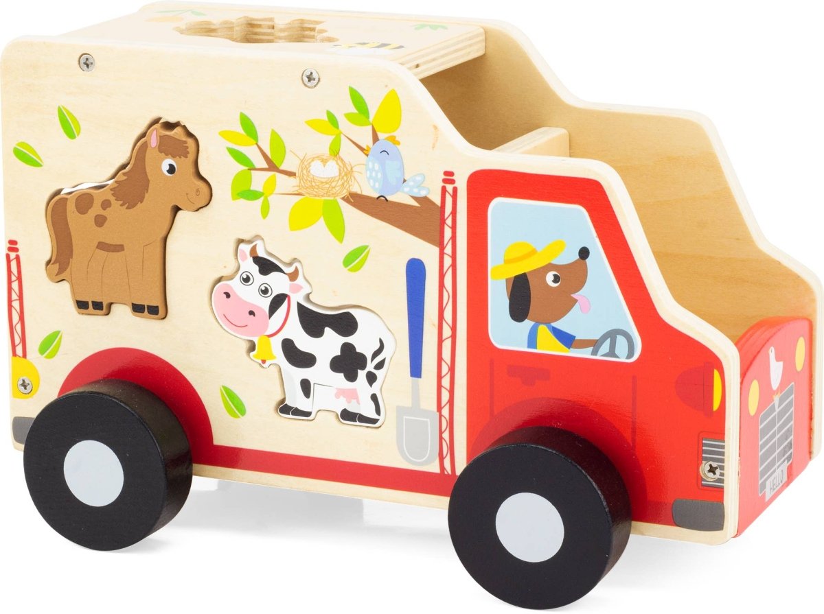Trælegetøjsbil med dyr - tumle