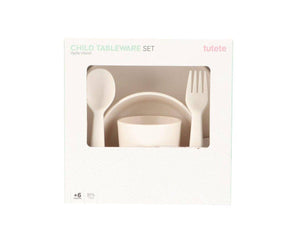 Tutete - Børneservice m. tallerken, kop, skål og bestik (beige) - tumle