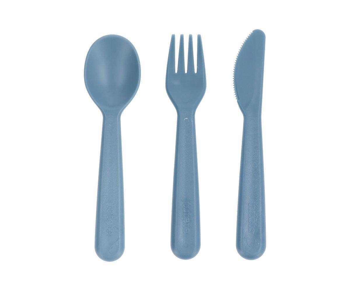 Tutete - Børneservice m. tallerken, kop, skål og bestik (blå) - tumle