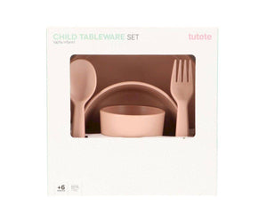Tutete - Børneservice m. tallerken, kop, skål og bestik (lyserød) - tumle